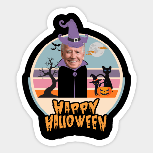 Funny Happy Halloween Joe Biden and cat Sticker